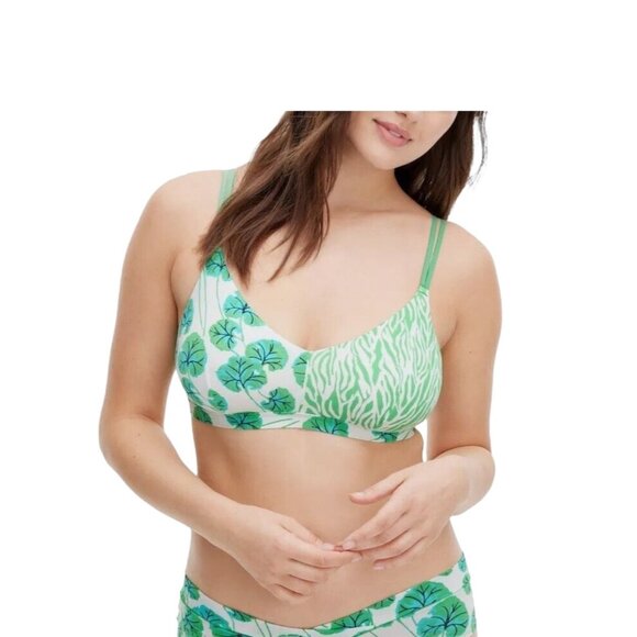 DVF For Target Geranium Leaf & Sea Twig Bralette Green Size XXL Boho Coastal - Picture 1 of 11